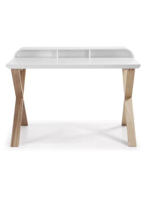 mesa con patas cruzadas color blanco