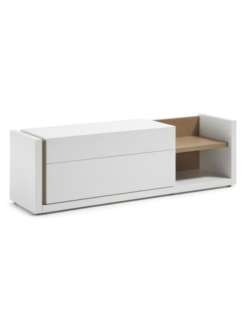 mueble blanco con detalles en madera