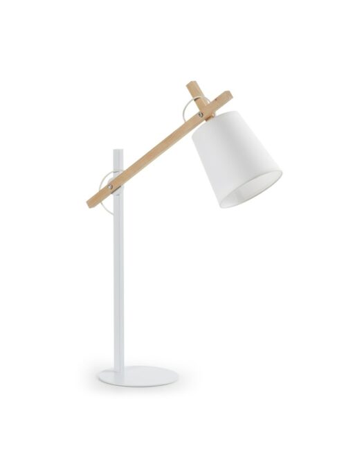 lampara de madera color blanco articulada