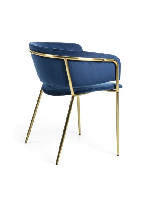 silla azul con patas doradas