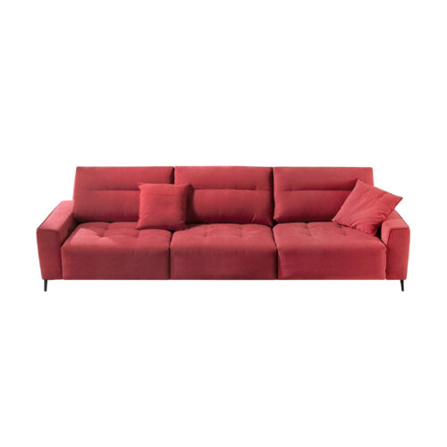 sofá color rojo de tres plazas